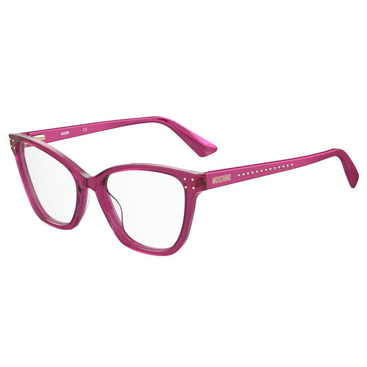 Moschino Fuchsia Acetate Frames with 54/17/140 mm size in vibrant fuchsia color, elegant women's eyewear made from premium acetate.