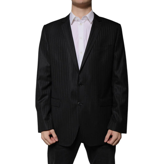 Dolce & Gabbana Black Stripe Wool Single Breasted Blazer