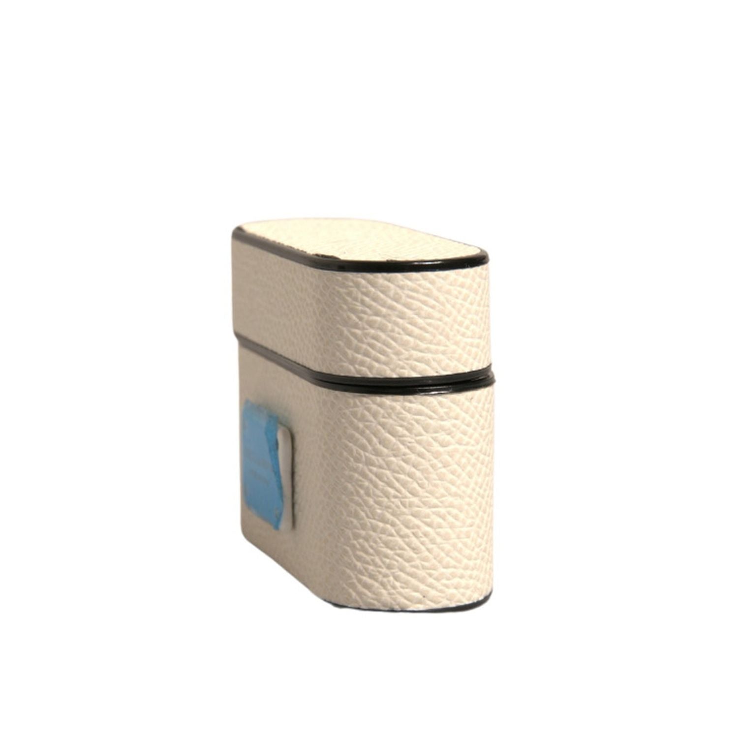 Dolce & Gabbana White Leather Metal Logo Plaque Holder Airpods Case