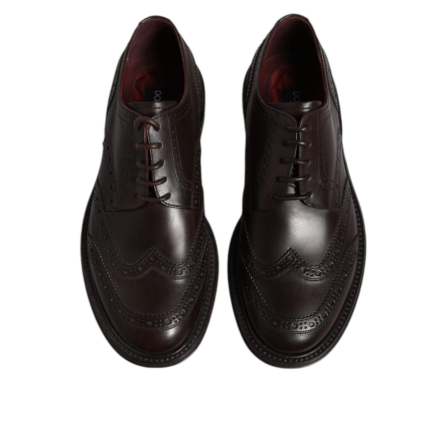 Dolce & Gabbana Brown Leather Derby Wingtip Lace Up Formal Dress Shoes