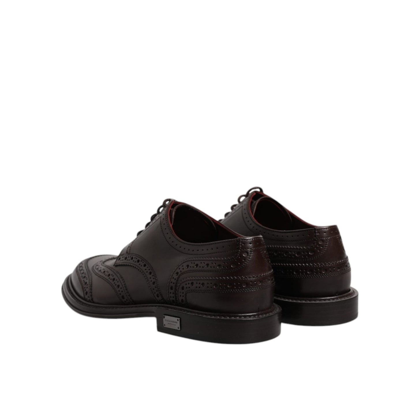 Dolce & Gabbana Brown Leather Derby Wingtip Lace Up Formal Dress Shoes