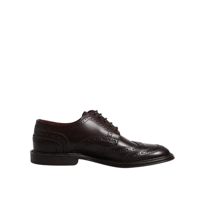 Dolce & Gabbana Brown Leather Derby Wingtip Lace Up Formal Dress Shoes