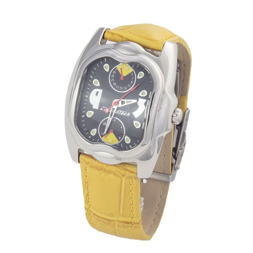 Chronotech Yellow Leather Dress Watch