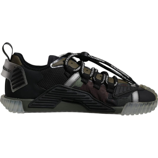 Dolce & Gabbana Black Green Camo NS1 Low Top Sneakers Shoes 1728,67345645728,Black,Dolce & Gabbana,EU44.5/US11.5,Low Tops - Sneakers - Shoes,Material: 50% Polyester 20% Calf Leather 10% Nylon 5% Cotton 5% Elastane 5% Viscose 5% PVC,Men,Men - Shoes,New wit