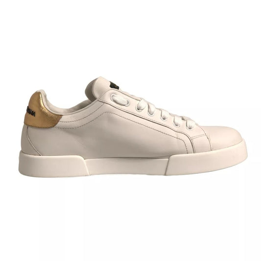 Dolce & Gabbana White Crown Patch Portofino Sneakers Shoes Dolce & Gabbana Gray