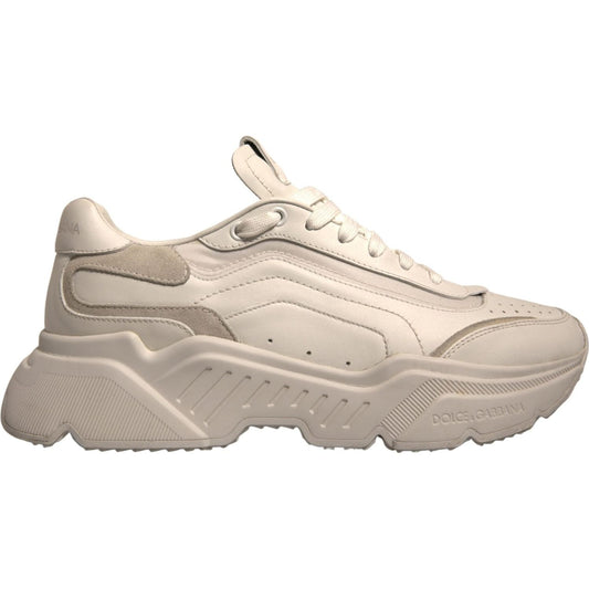 Dolce & Gabbana White Daymaster Leather Low Top Sneakers Shoes 1728,67345645728,Chunky - Sneakers - Shoes,Dolce & Gabbana,EU42/US9,Material: 89% Calf Leather 11% Nylon,Men,Men - Shoes,Off White,Preowned / Defect,Shoes,Sneakers - Men - Shoes,Sneakers - Sho