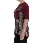 Dolce & Gabbana Red Knight Print Silk Blouse T-shirt