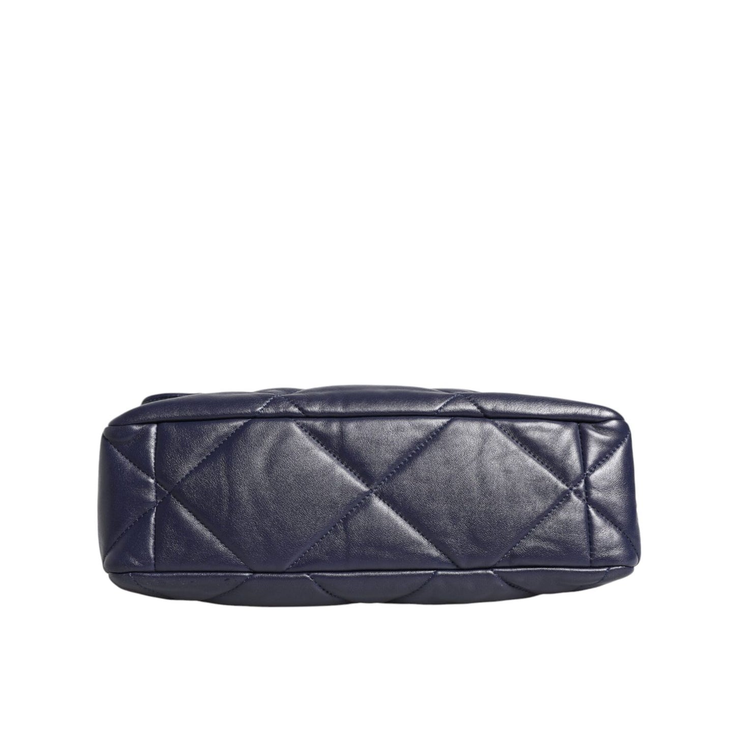 Chanel Blue Leather Large Quilted Chain Hand Shoulder Bag