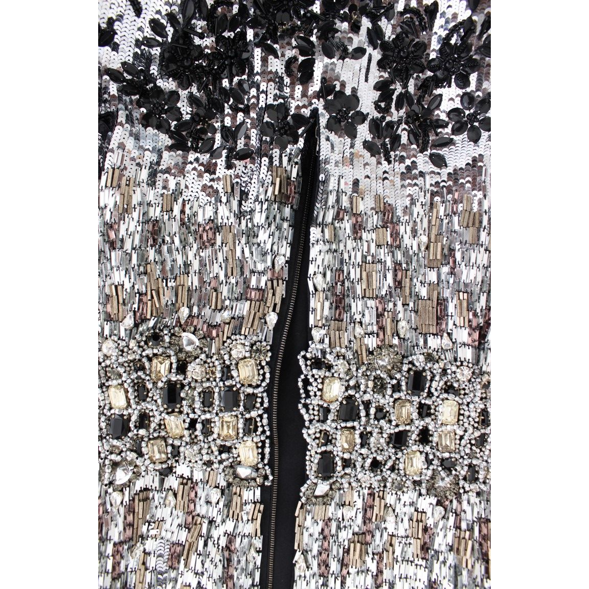 Dolce & Gabbana Crystal Silver Runway Handmade Dress