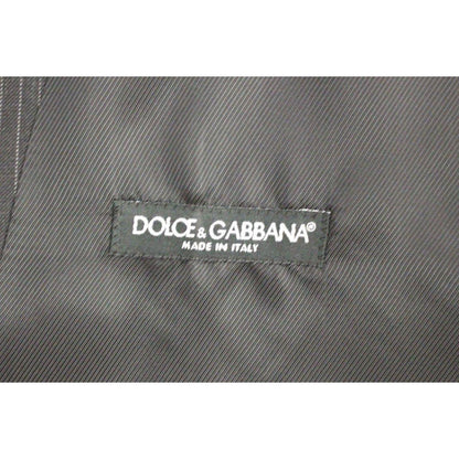 Dolce & Gabbana Gray Striped Wool Single Breasted Vest