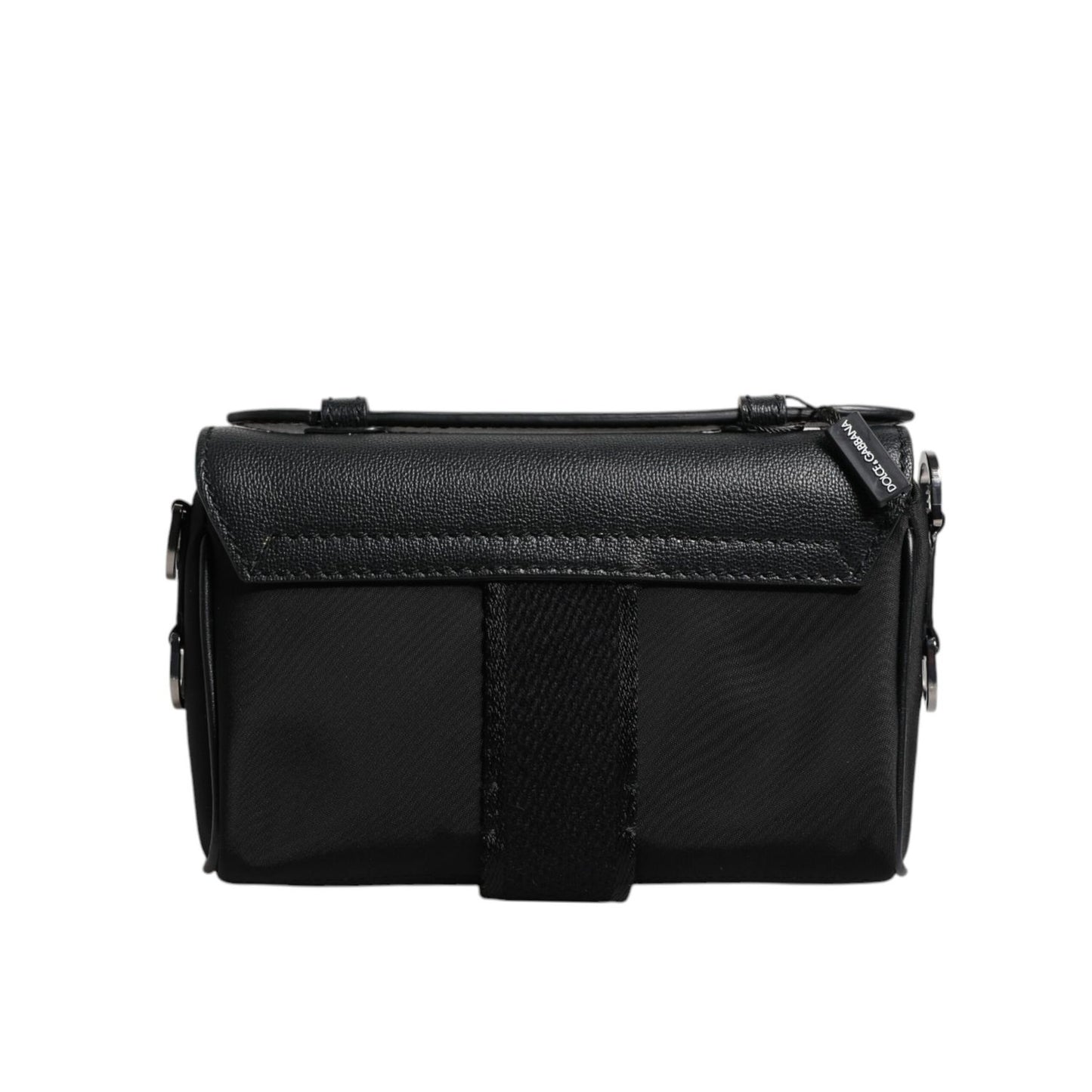 Dolce & Gabbana Black Logo Plaque Leather Buckled Shoulder Crossbody Bag