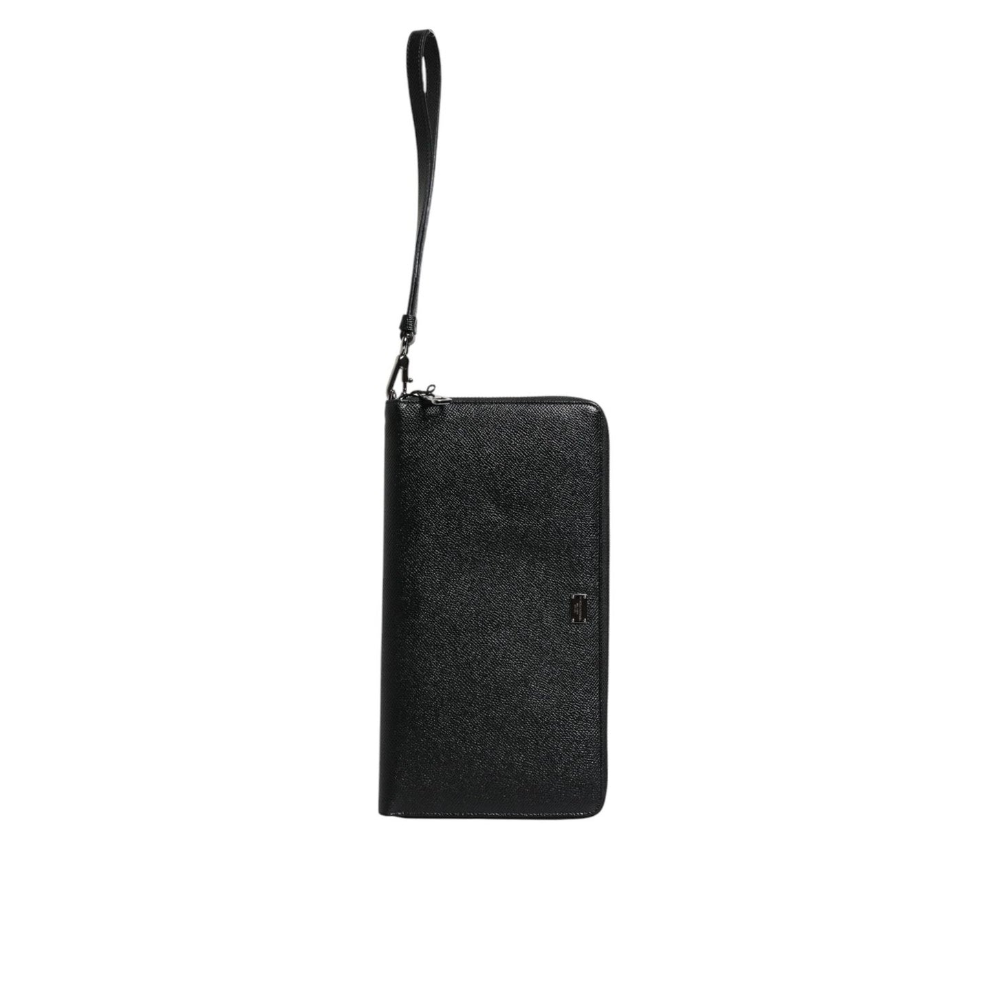 Dolce & Gabbana Black Calfskin Leather Logo Zip Around Continental Wallet