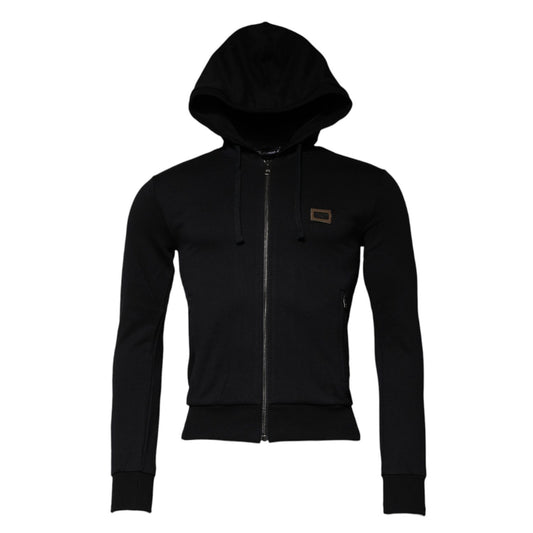 Dolce & Gabbana Black Logo Full Zip Hooded Sweatshirt Sweater