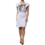Moschino Couture White Printed Viscose Sheath Mini Dress
