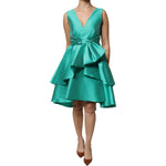 Alberta Ferretti Green Satin Polyester Sleeveless V-neck Layered Dress DR281357-42