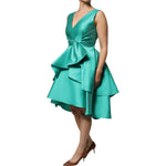 Alberta Ferretti Green Satin Polyester Sleeveless V-neck Layered Dress DR281357-42
