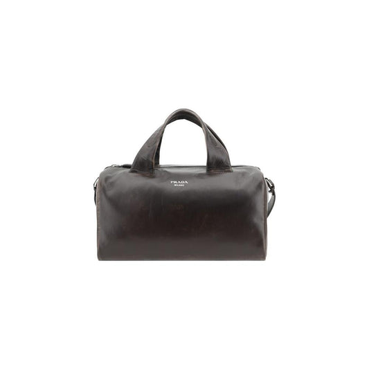Prada Leather Men Travel Bag Prada Dark Slate Gray