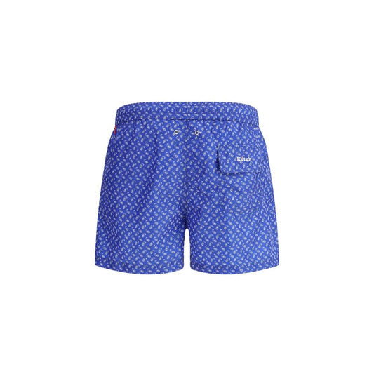 Kiton Logoed Swimshort Kiton Steel Blue