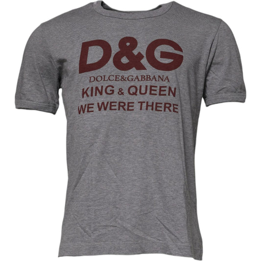 Dolce & Gabbana Gray Logo Print Cotton Crew Neck Men T-shirt Dolce & Gabbana Dim Gray