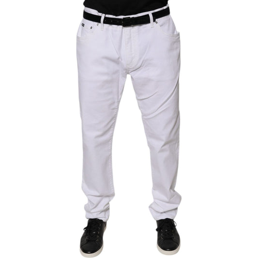 Dolce & Gabbana White Cotton Stretch Skinny Men Denim Jeans PAN76072-44