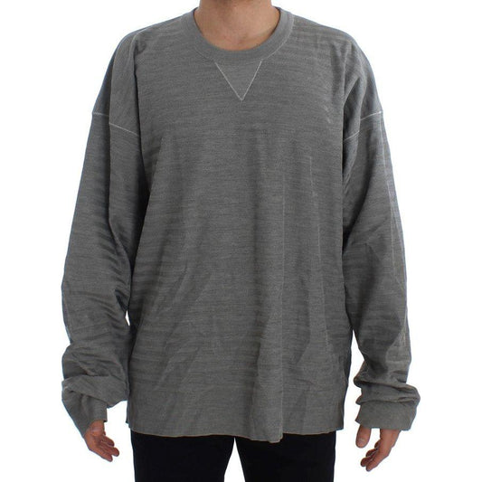 Dolce & Gabbana Elegant Gray Silk Crewneck Pullover Sweater Dolce & Gabbana Dark Slate Gray