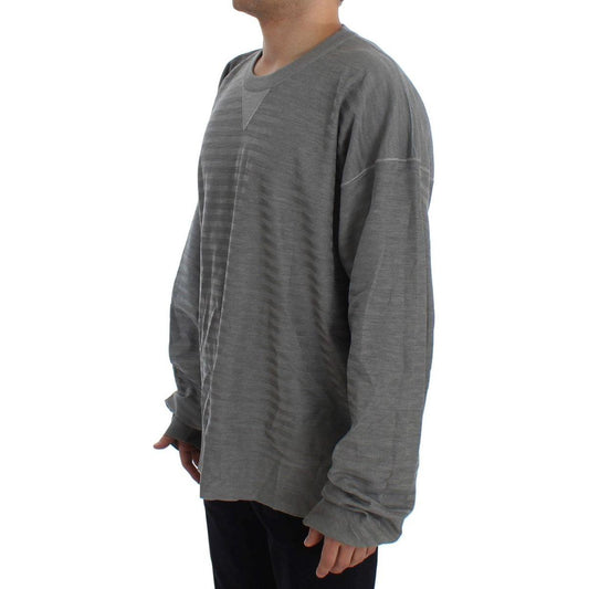 Dolce & Gabbana Elegant Gray Silk Crewneck Pullover Sweater Dolce & Gabbana Dim Gray