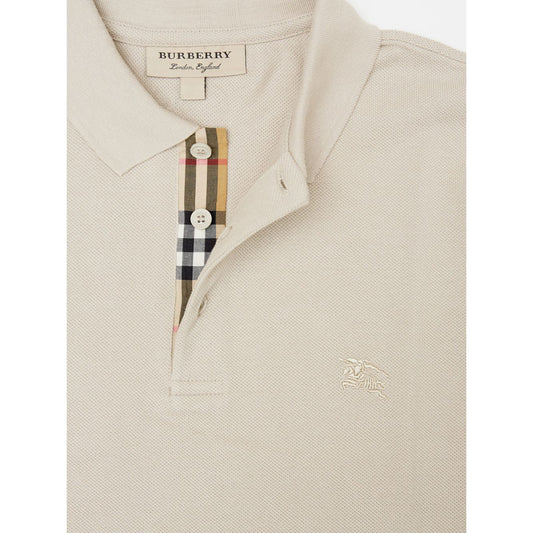 Burberry Pale Stone Cotton Collared Polo Shirt Burberry Light Gray