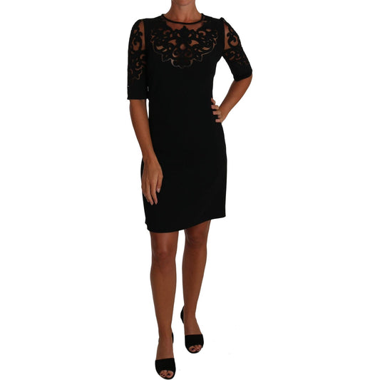 Dolce & Gabbana Black Floral Cut Out Pattern Coctail Dress DR1506-36