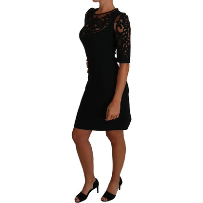 Dolce & Gabbana Black Floral Cut Out Pattern Coctail Dress