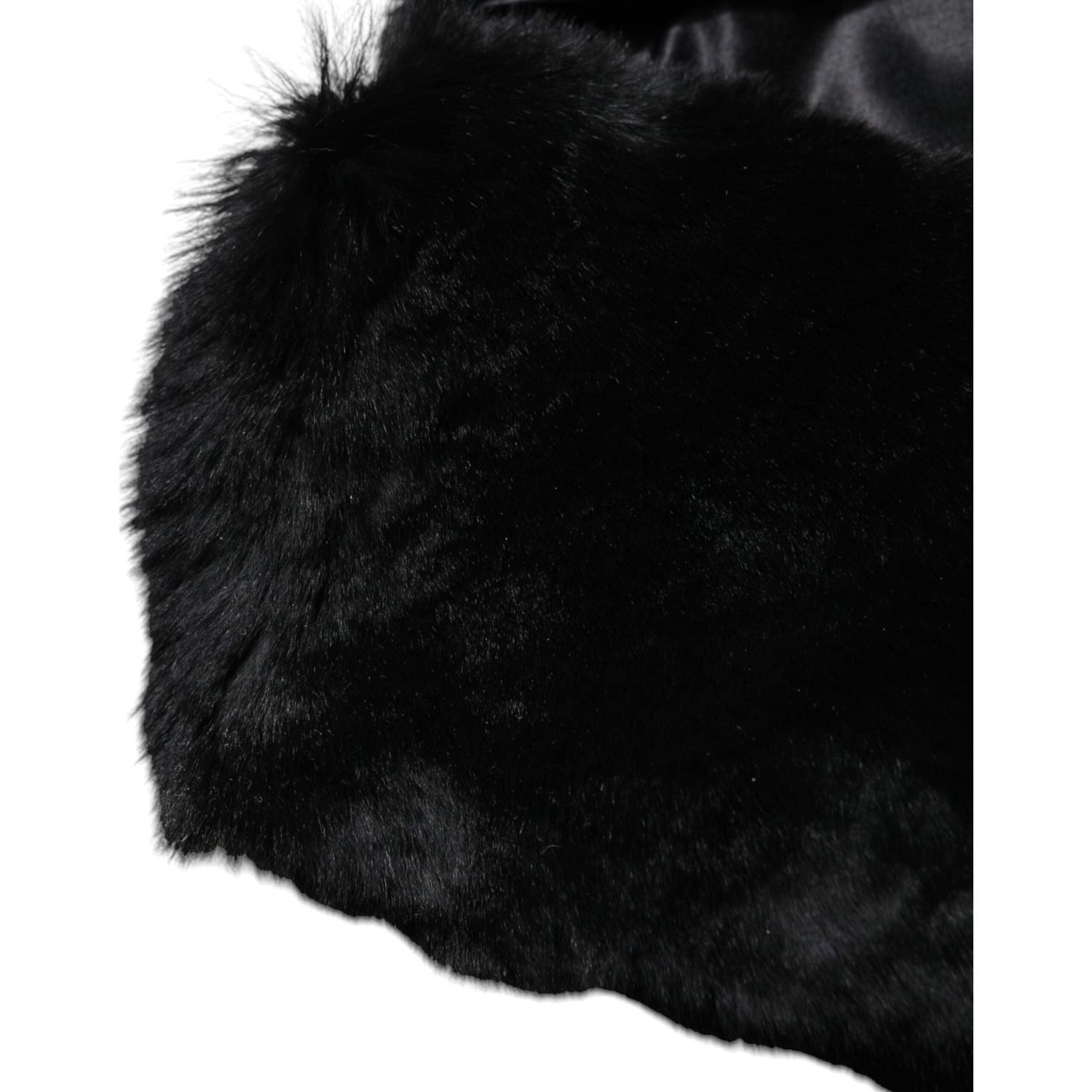 Dolce & Gabbana Black Lamb Fur Collar Women Neck Wrap Scarf