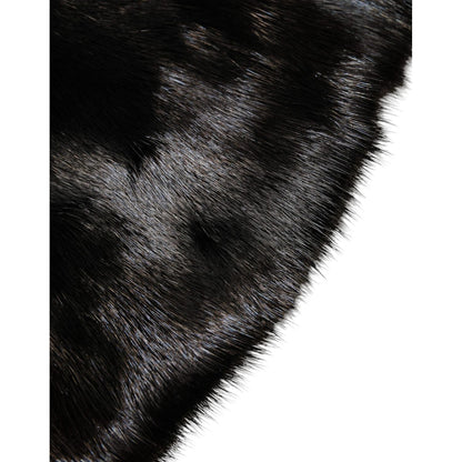 Dolce & Gabbana Black Fur Shawl Neck Wrap Cover Collar Scarf