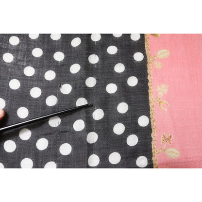 Dolce & Gabbana Black White Polka Dots Fringes Wrap Scarf