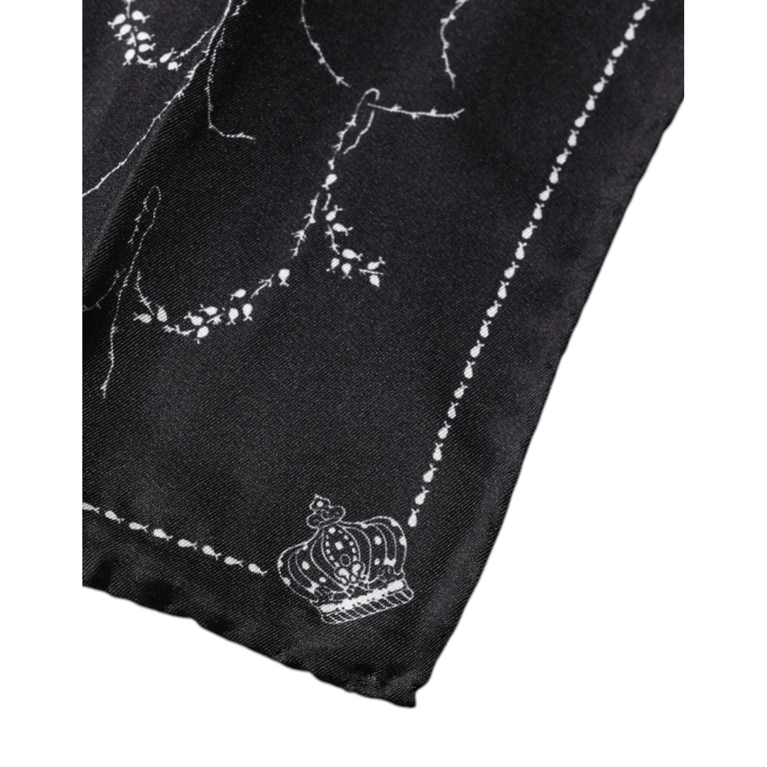Dolce & Gabbana Black Patterned Silk Handkerchief Scarf