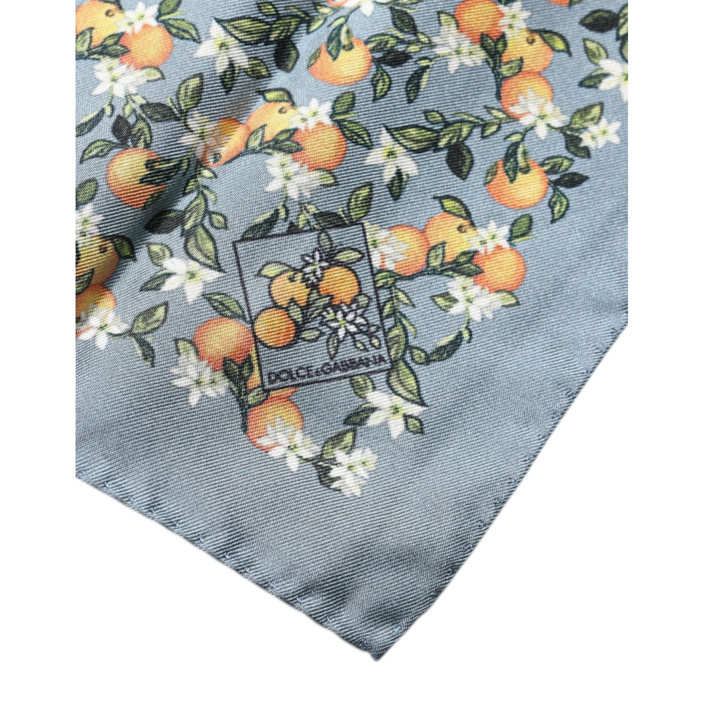 Dolce & Gabbana Gray Oranges Silk Square Handkerchief Scarf