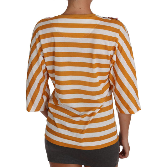 Dolce & Gabbana FIRENZE Sequined Blouse in Orange and White Dolce & Gabbana Sienna