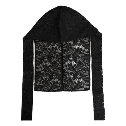 Dolce & Gabbana Black Floral Lace Whole Head Wrap Hat