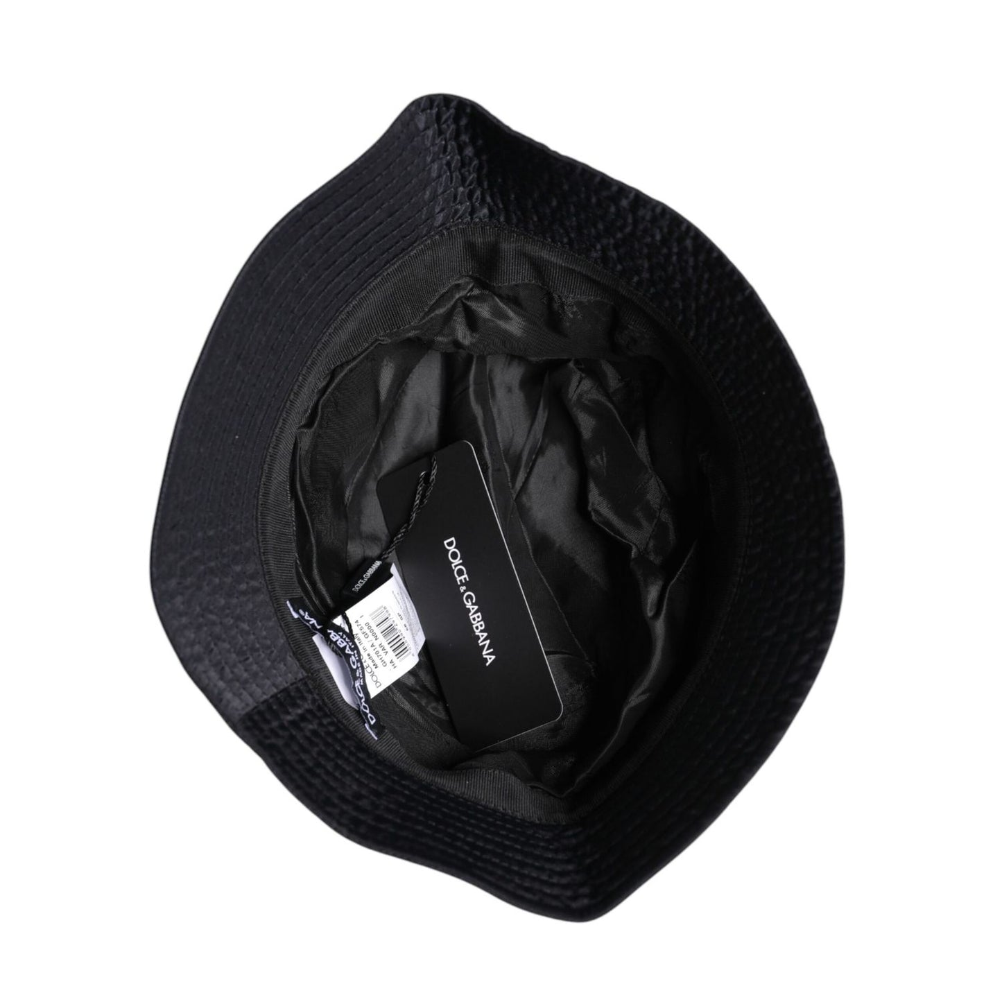 Dolce & Gabbana Black Cotton Wide Brim Bucket Hat