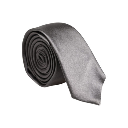 Dolce & Gabbana Metallic Silver Silk Adjustable Necktie Tie
