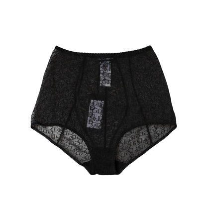 Dolce & Gabbana Black Logo Girdle High Waist Panty Underwear