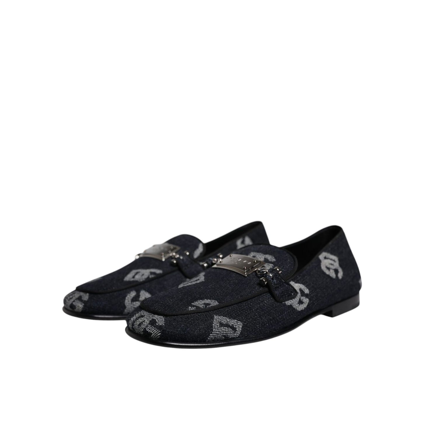 Dolce & Gabbana Black Logo Cotton Loafers Formal Dress Shoes