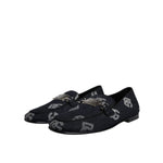 Dolce & Gabbana Black Logo Cotton Loafers Formal Dress Shoes