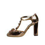 Dolce & Gabbana Gold Embellished Vally Heels Sandals Shoes