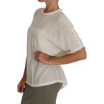 Dolce & Gabbana White Cream Silk Lace Top Blouse T-Shirt