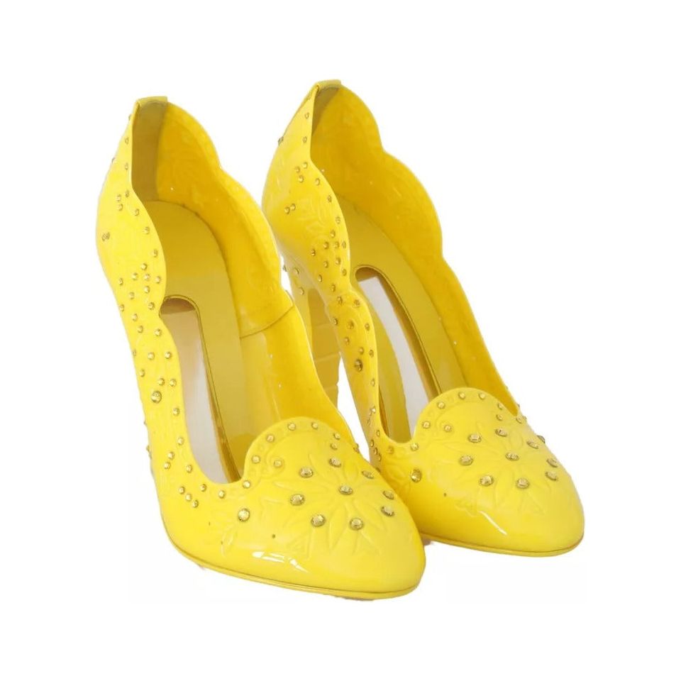 Dolce & Gabbana Yellow Crystal Heels CINDERELLA Shoes LA4345-37.5