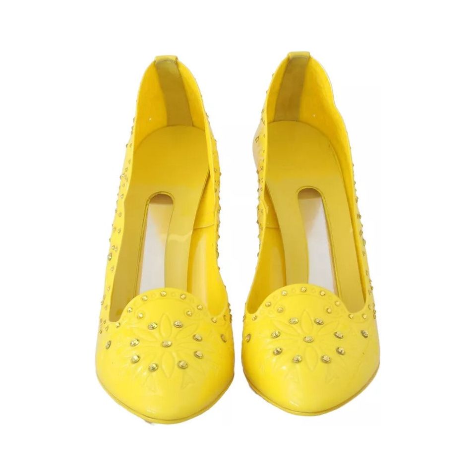 Dolce & Gabbana Yellow Crystal Heels CINDERELLA Shoes LA4345-37.5