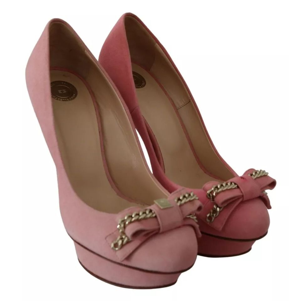 Elisabetta Franchi Pink Bow Stiletto Heel Pumps Shoes
