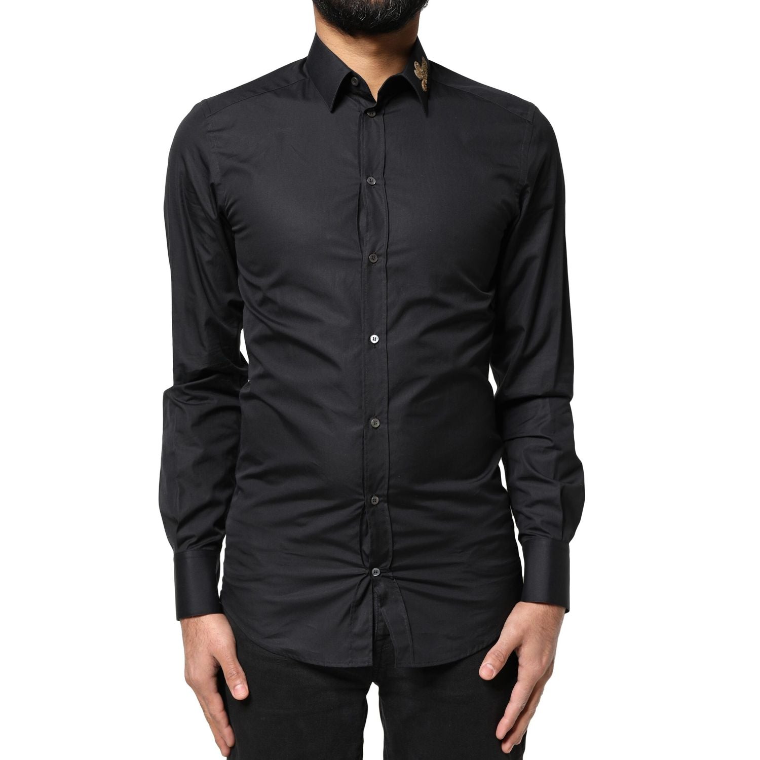 Dolce & Gabbana Black Love Embroidery GOLD Formal Dress Shirt
