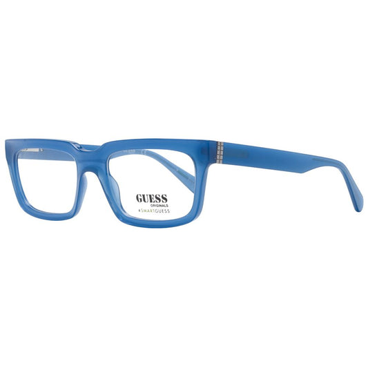 Guess Blue Unisex Glasses Frame, rectangle shape, full-rim, plastic material, demo lenses, with branded case, size 53-19-145.