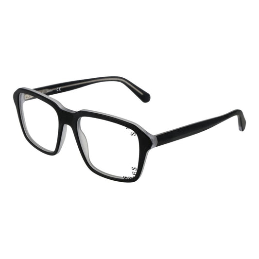 Guess Black Women Glasses Frame, black full-rim square style with plastic lenses, size 54-17-145, includes branded case.