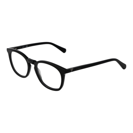 Alt Tag: Guess Black Women Glasses Frame in full-rim black with plastic material, size 51-19-145, demo lenses without extra features.